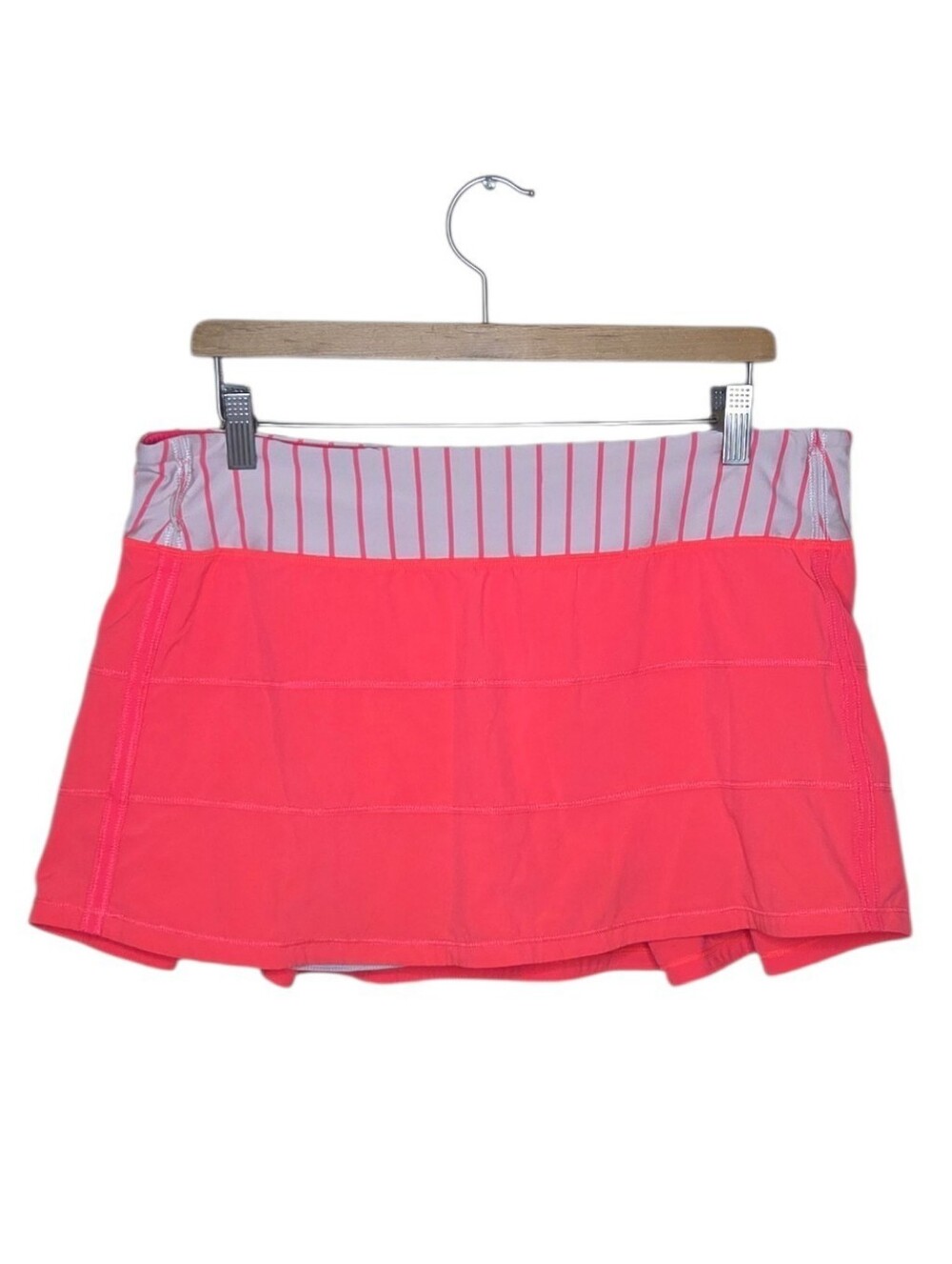 Lululemon Coral Orange Skort Striped Waistband Size 12 Pace Rival Skirt II
